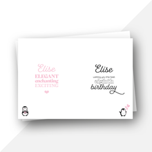 Load image into Gallery viewer, Personalised: Age 6 fun facts penguin birthday card