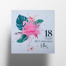 Load image into Gallery viewer, 18 Personalised: Pink flamingo birthday card