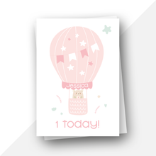 Load image into Gallery viewer, Personalised: Hot air balloon ages 1 to 3 birthday card