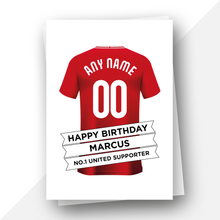Load image into Gallery viewer, Personalised: Man U Football Fan Birthday Card