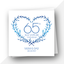Load image into Gallery viewer, Personalised: 65th Blue Sapphire Anniversary