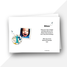 Load image into Gallery viewer, Personalised: Polaroid photo dinosaur birthday card