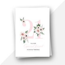 Load image into Gallery viewer, 21 Personalised floral birthday card