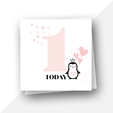 Load image into Gallery viewer, Personalised: One 1 today penguin birthday card