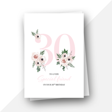 Load image into Gallery viewer, 30 Personalised floral birthday card