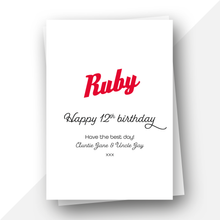Load image into Gallery viewer, Personalised: Gamer birthday card with red text