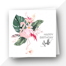 Load image into Gallery viewer, 18 Personalised: Pink flamingo birthday card
