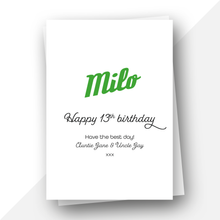 Load image into Gallery viewer, Personalised: Gamer birthday card with green text
