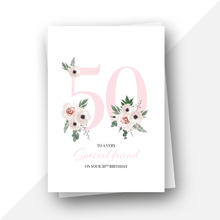 Load image into Gallery viewer, 50 Personalised floral birthday card