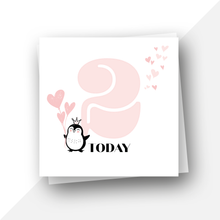 Load image into Gallery viewer, Personalised: Two 2 today penguin birthday card