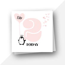 Load image into Gallery viewer, Personalised: Two 2 today penguin birthday card
