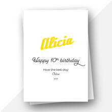 Load image into Gallery viewer, Personalised: Gamer birthday card with yellow text