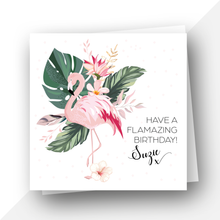 Load image into Gallery viewer, 18 Personalised: Pink flamingo birthday card