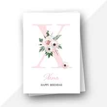 Load image into Gallery viewer, Personalised: Initial letter floral birthday card