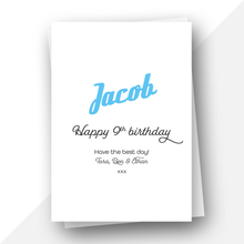 Load image into Gallery viewer, Personalised: Gamer birthday card with blue text