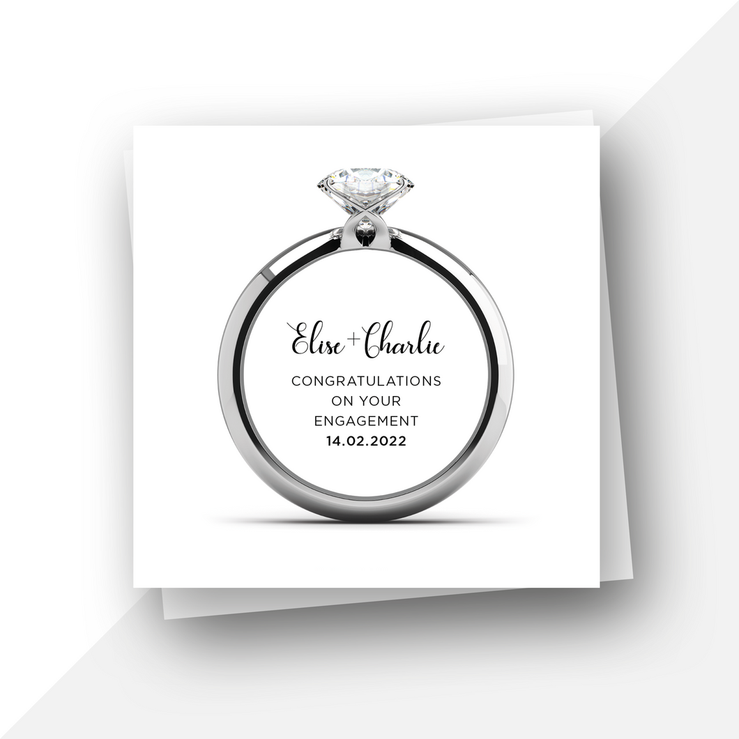 Personalised platinum engagement ring card