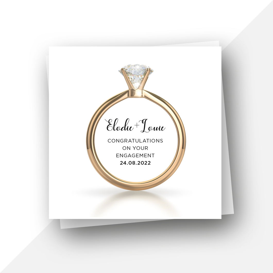 Personalised gold engagement ring card