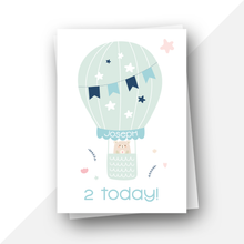 Load image into Gallery viewer, Personalised: Hot air balloon ages 1 to 3 birthday card
