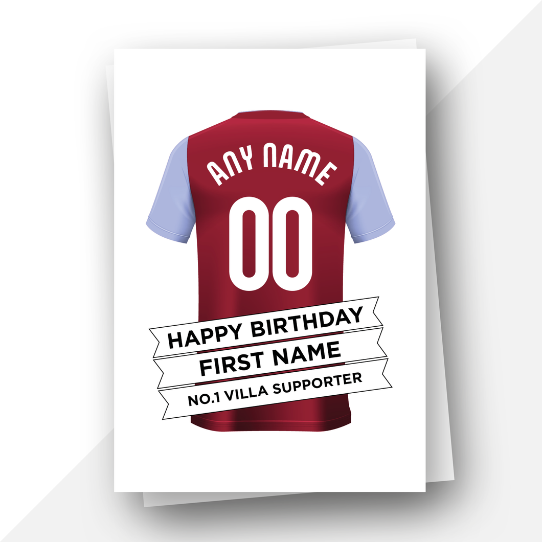 Personalised: Aston Villa Football Fan Birthday Card