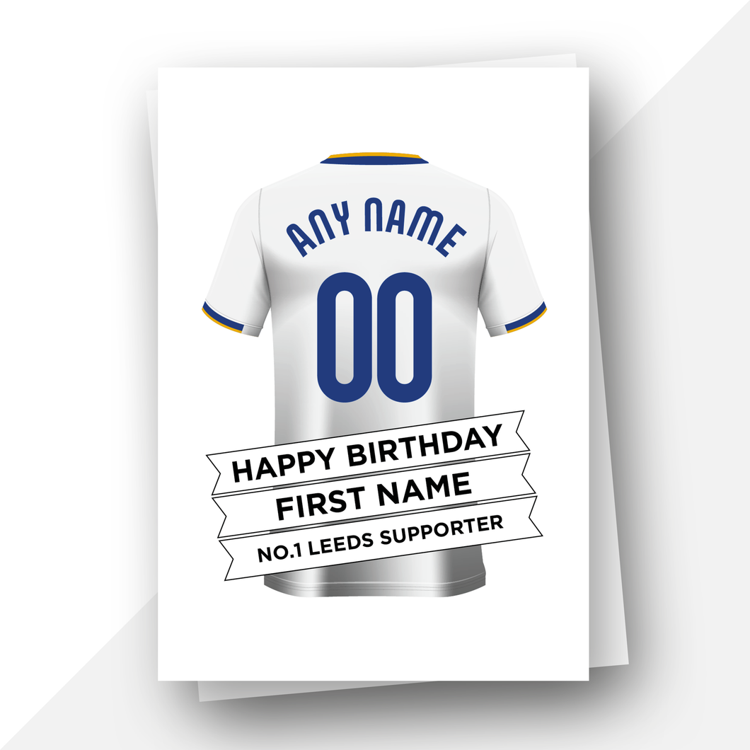 Personalised: Leeds Football Fan Birthday Card