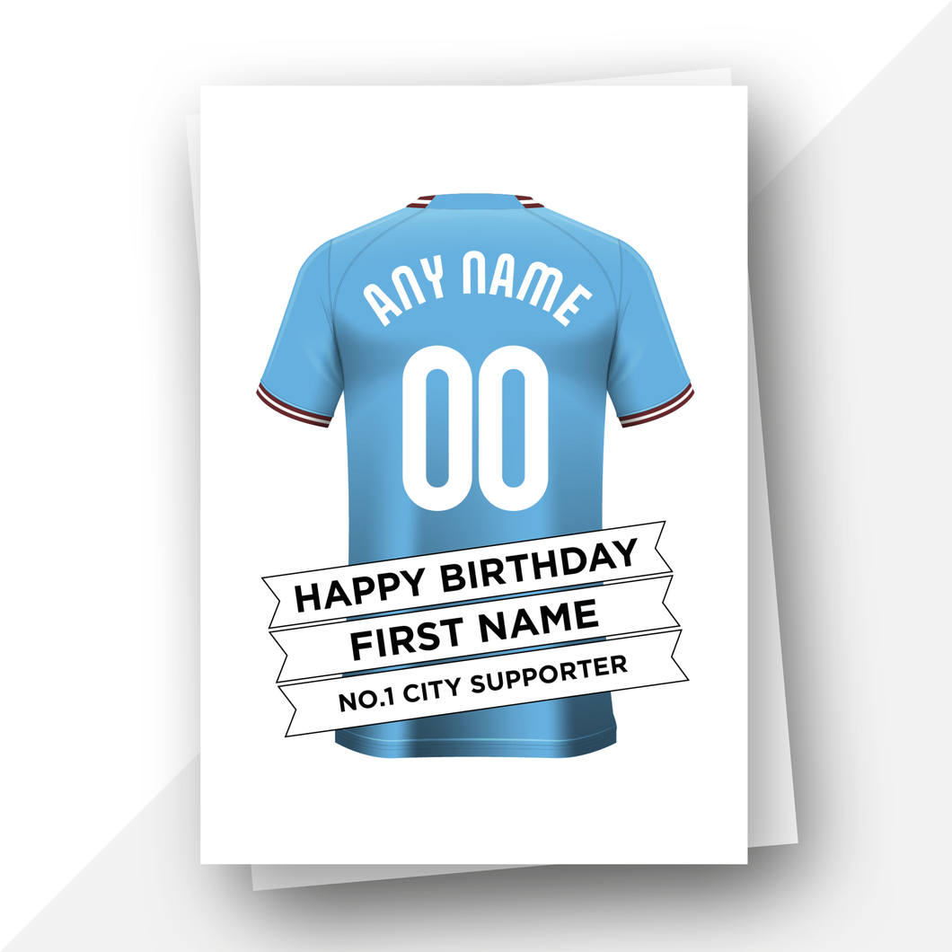 Personalised: Manchester City Football Fan Birthday Card