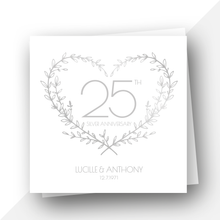 Load image into Gallery viewer, Personalised: 25th Silver Wedding Anniversary card
