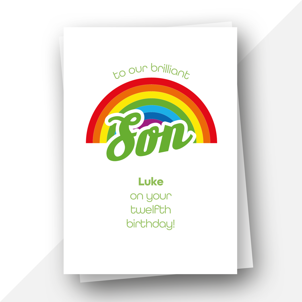 Personalised: Rainbow son birthday card