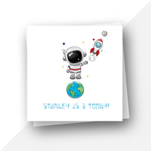 Load image into Gallery viewer, Personalised: Space rocket astronaut for ages 1-6 birthday card
