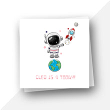 Load image into Gallery viewer, Personalised: Space rocket astronaut for ages 1-6 birthday card
