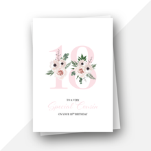 Load image into Gallery viewer, 18 Personalised floral birthday card
