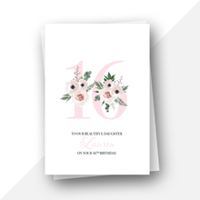 Load image into Gallery viewer, 16 Personalised floral birthday card
