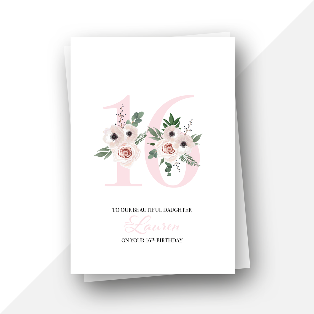 16 Personalised floral birthday card