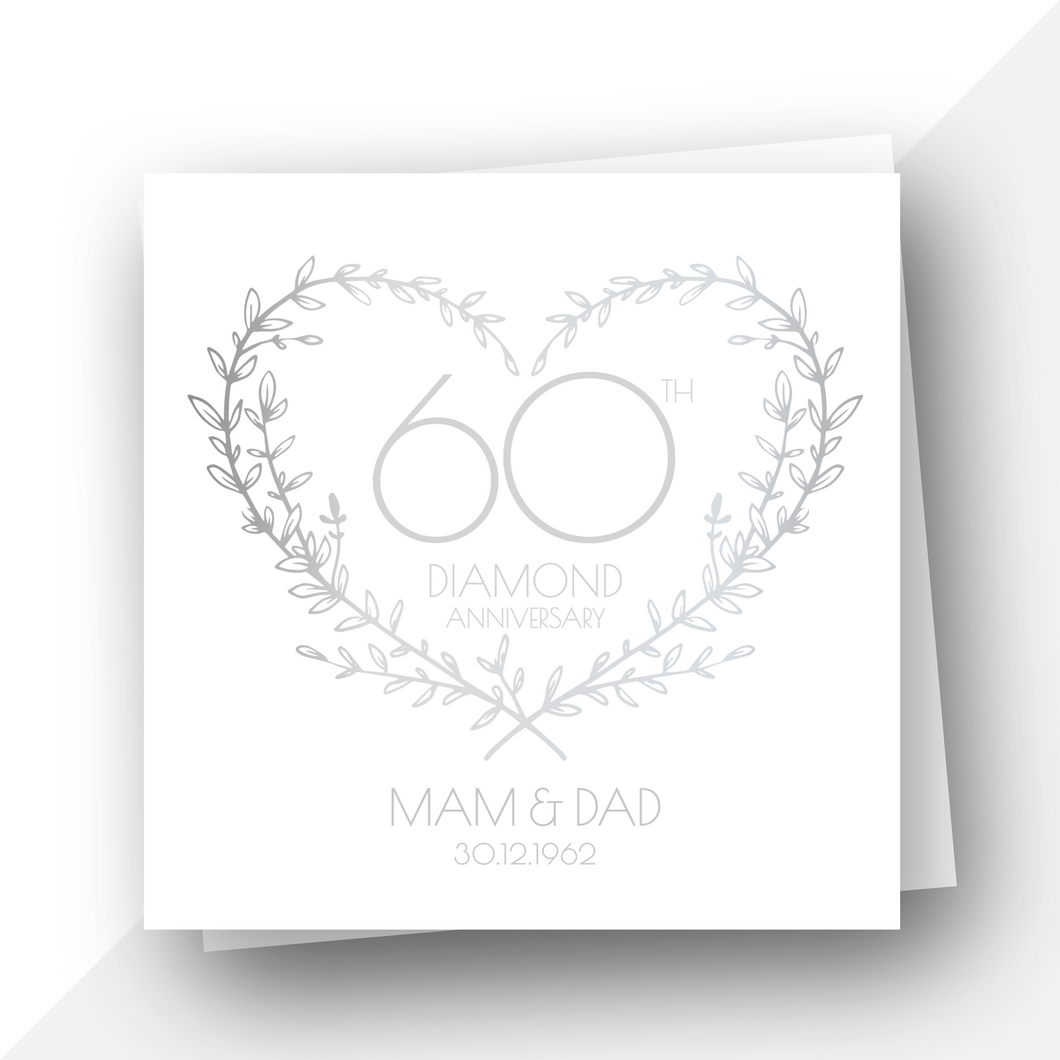 Personalised: 60th Diamond Wedding Anniversary card