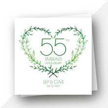 Load image into Gallery viewer, Personalised: 55th Emerald Wedding Anniversary card
