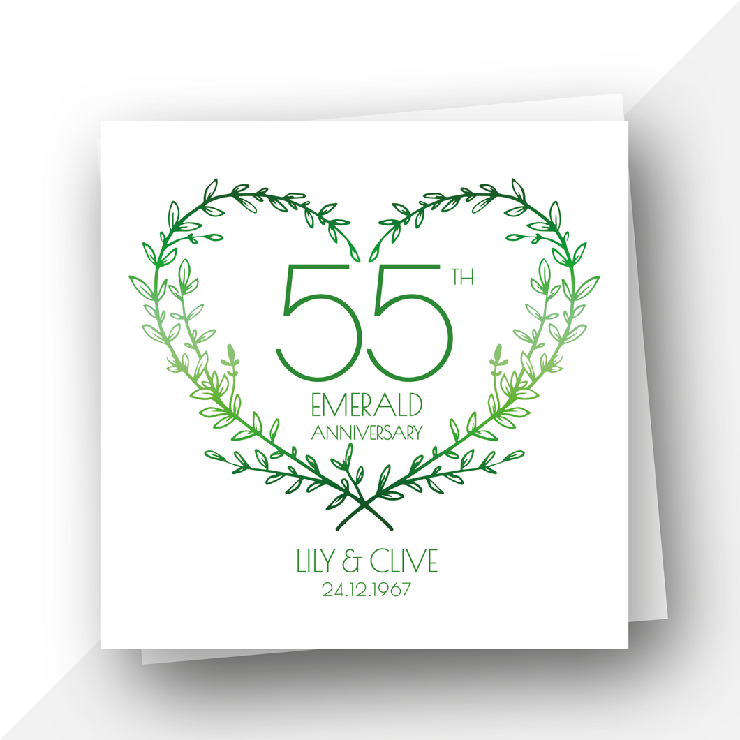 Personalised: 55th Emerald Wedding Anniversary card