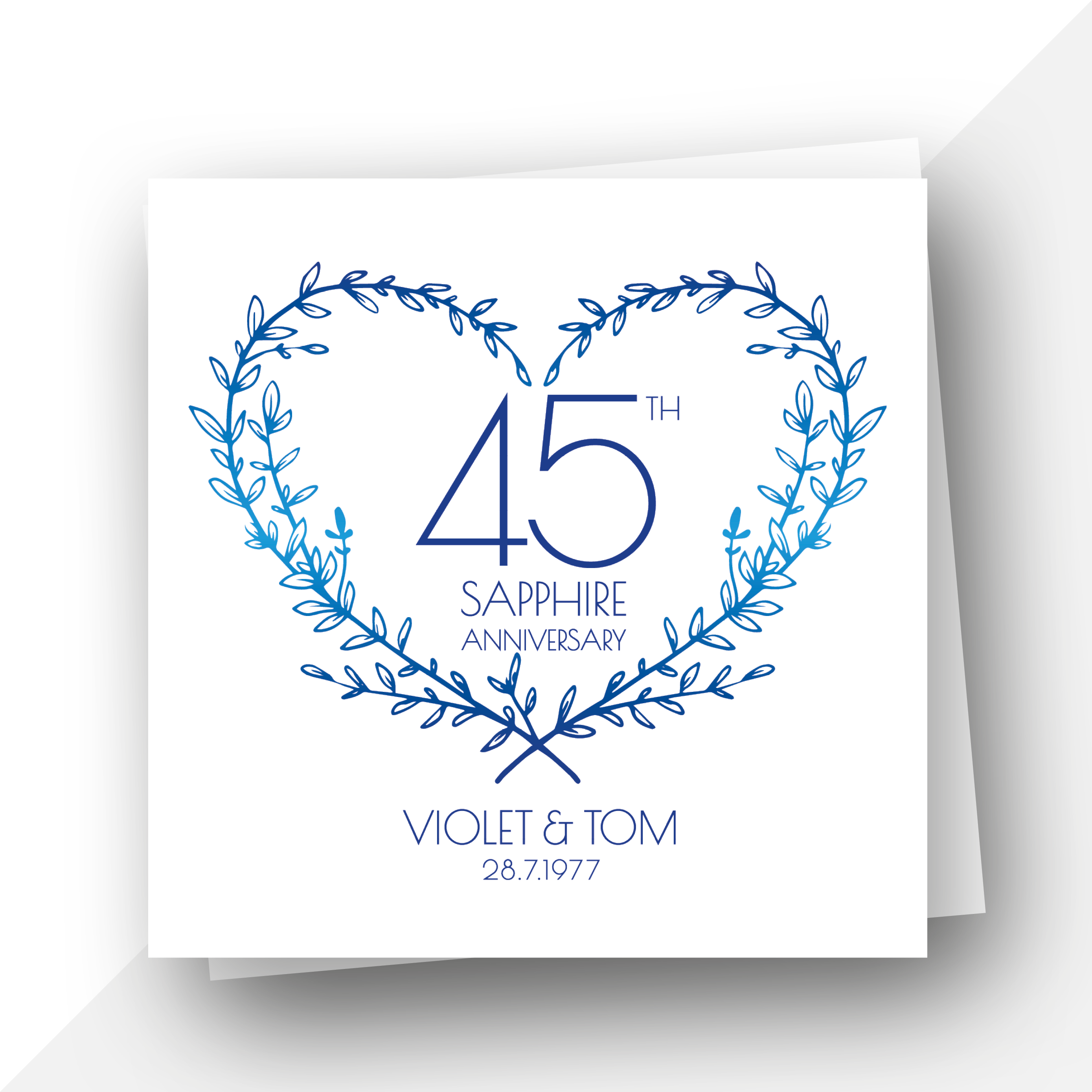 WHITE COTTON CARDS Geschenkkarte Zum 45. Hochzeitstag (Saphir-Hochzeit) – Handgefertigt, Mit Strass, 16x16 Cm, Inkl. Umschlag