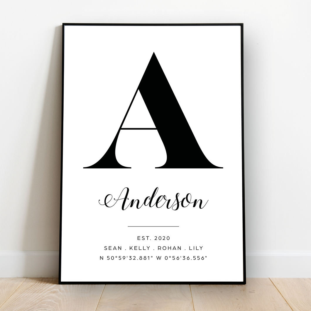 Family initial script print