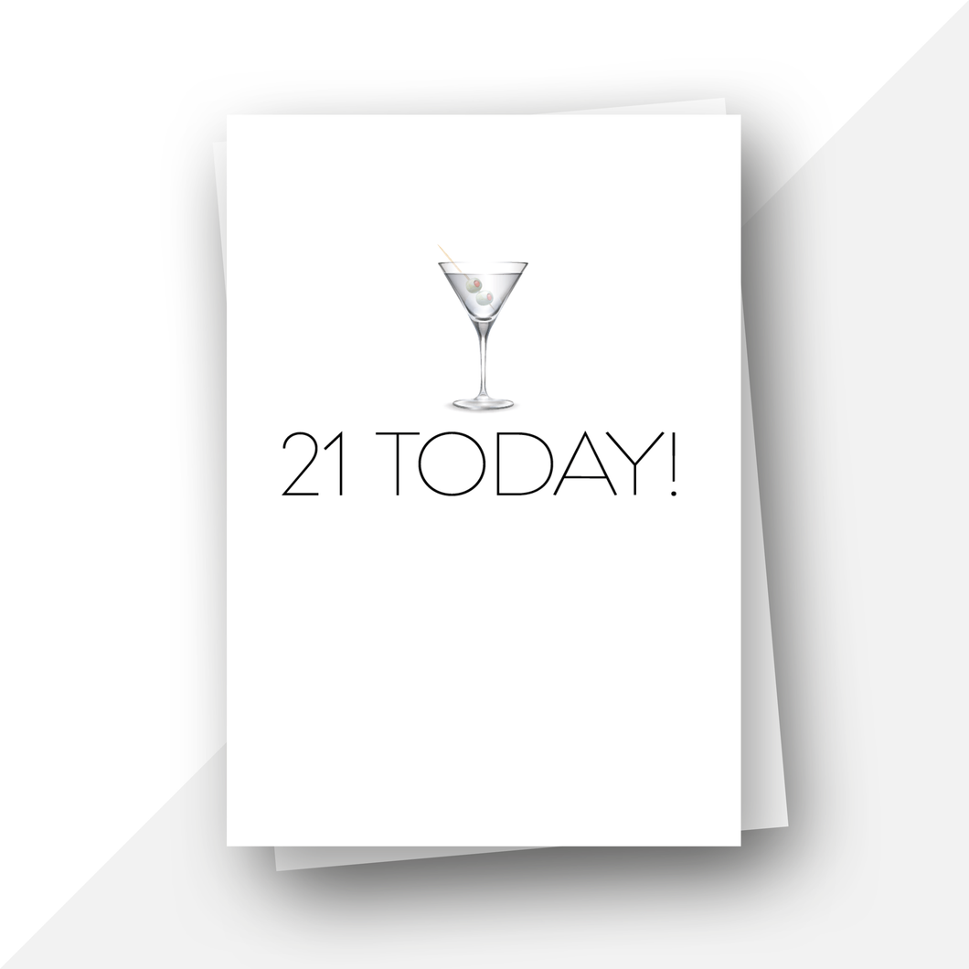 21 today martini cocktail birthday card