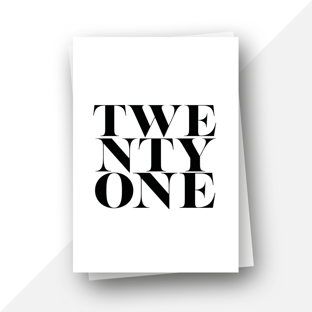 21 twenty one milestone birthday card