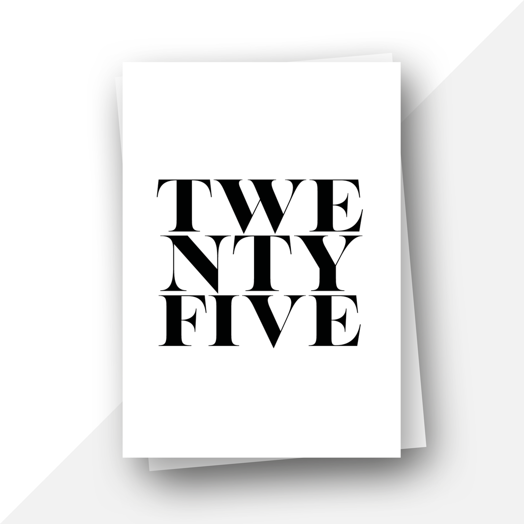 25 twenty five birthday card