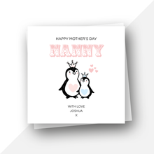 Load image into Gallery viewer, Penguins: Personalised Happy Mother&#39;s Day Nanny
