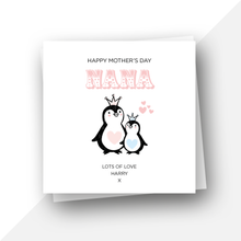 Load image into Gallery viewer, Penguins: Personalised Happy Mother&#39;s Day Nanny
