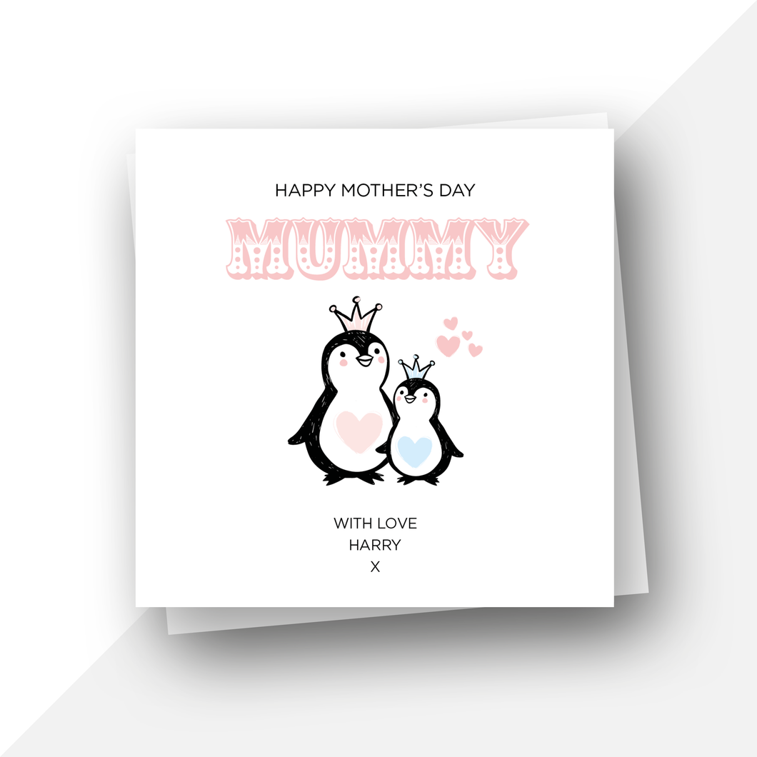 Penguins: Personalised Happy Mother’s Day Mummy