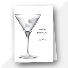 Load image into Gallery viewer, Personalised: Martini cocktail birthday card
