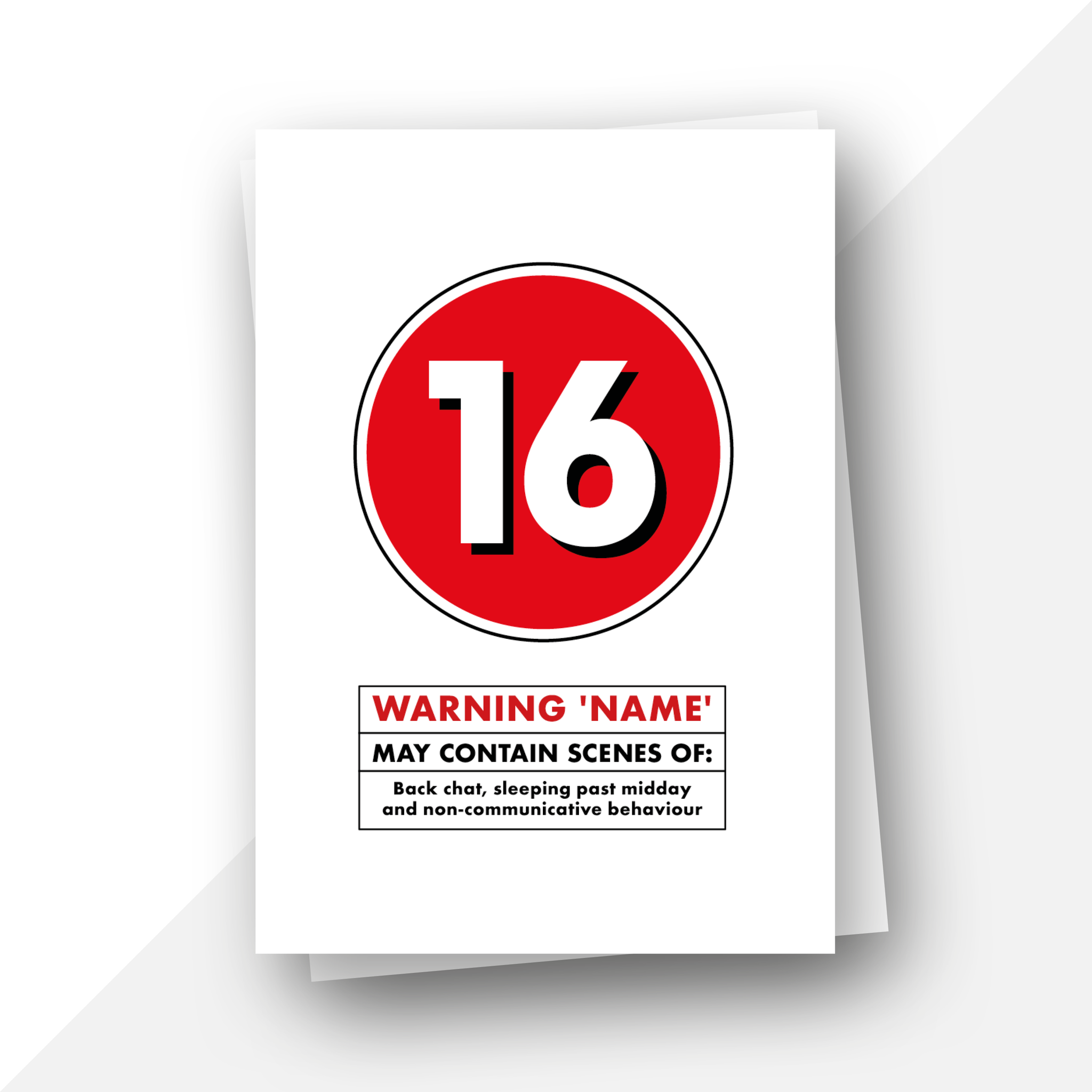 16 Personalised: Funny warning rated 16 birthday card – taraelphickart