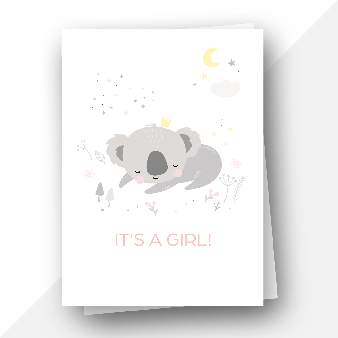 Welcome it’s a girl baby koala bear card