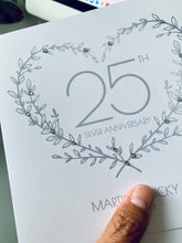 Load image into Gallery viewer, Personalised: 25th Silver Wedding Anniversary card
