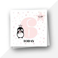 Load image into Gallery viewer, Personalised: Six 6 today penguin birthday card
