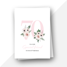 Load image into Gallery viewer, 70 Personalised: 70th floral birthday card
