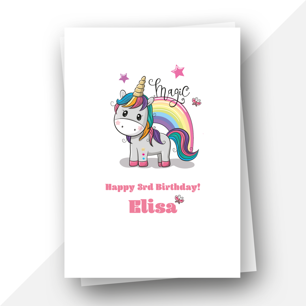 Personalised: Unicorn magic birthday card